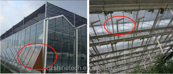 8m 9,6m 12m Span Breedte Multispan kas met hydroponisch systeem en glazen structuur